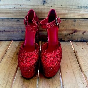 Dolls Kills Trick n Treat Ruby shine by night glitter heels